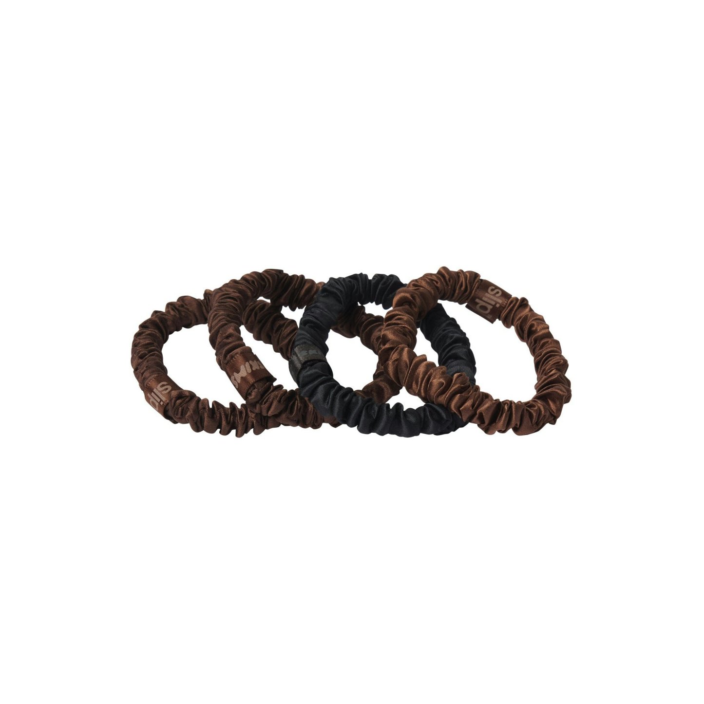 SLIP X SKIMS PURE SILK SKINNY SCRUNCHIES 4-PACK - DEEP