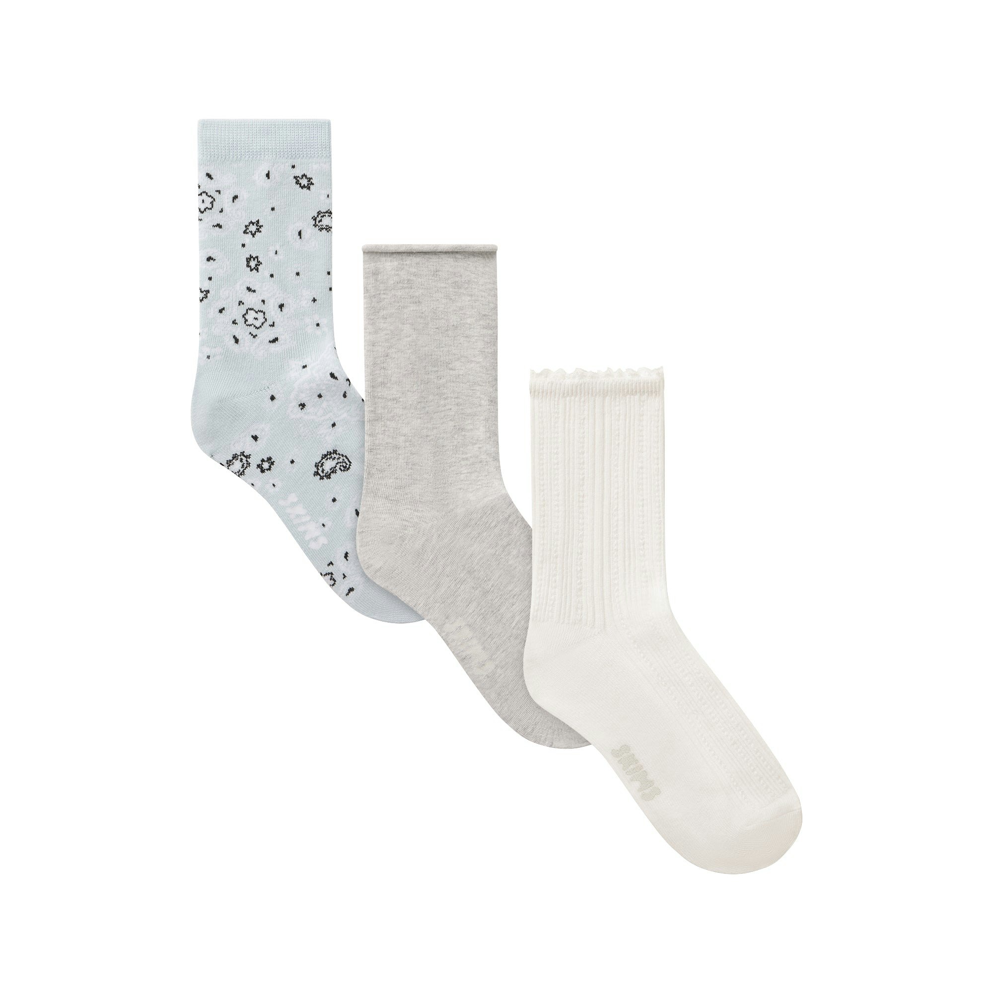 TEXTURED SOCK 3-PACK - BLUE BANDANA MULTI