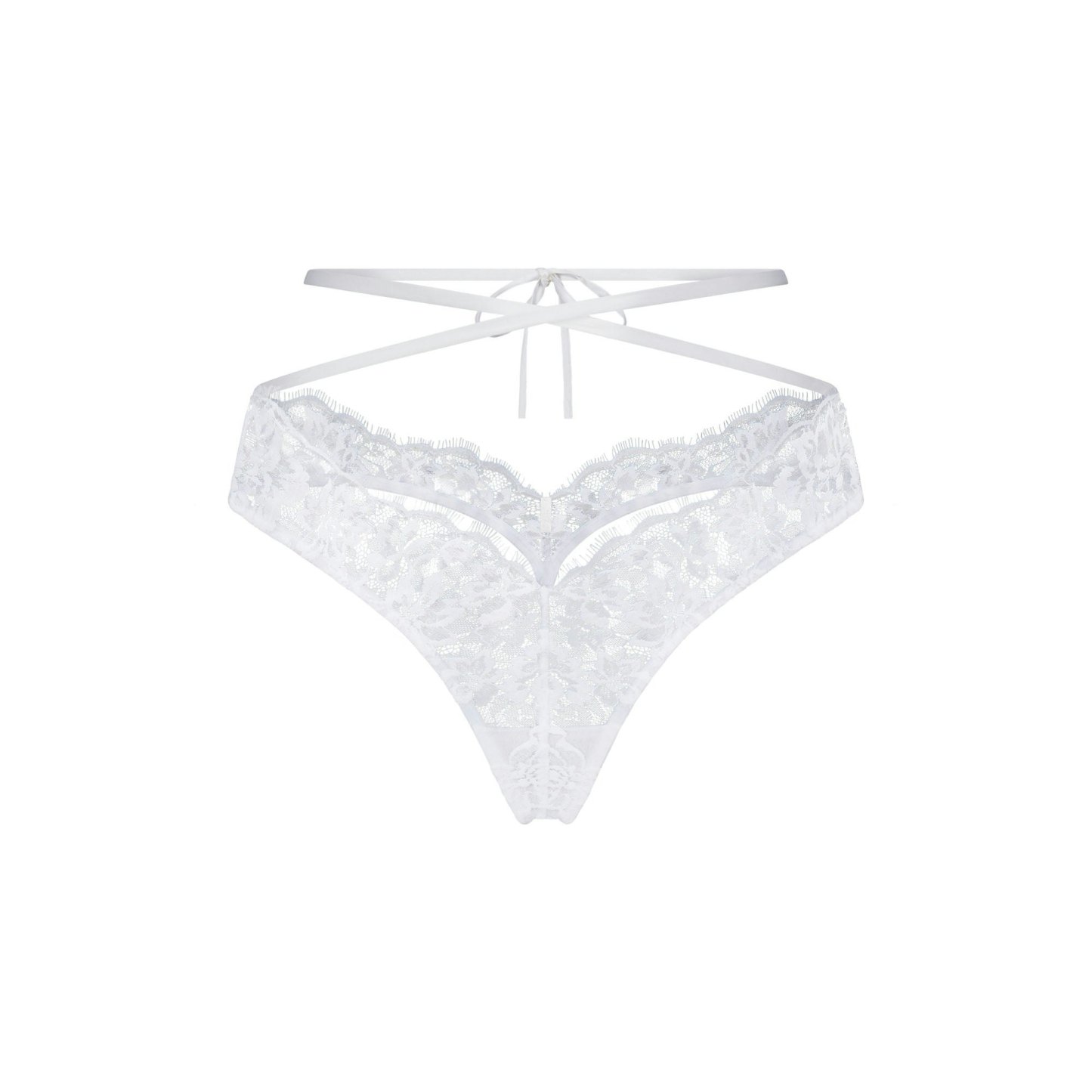 SKIMS LACE BUTTERFLY THONG - SNOW