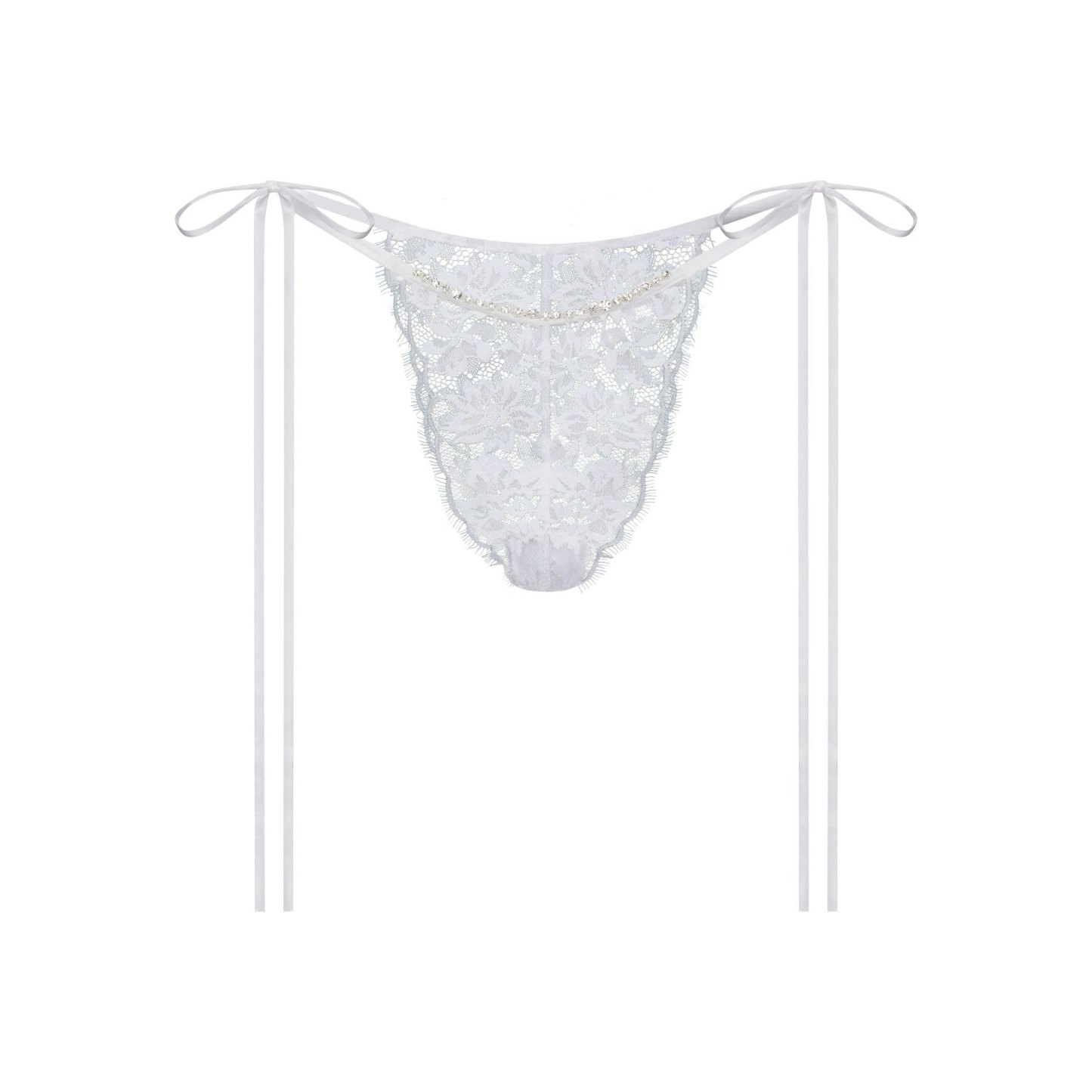 SKIMS LACE TIE SIDE TANGA - SNOW