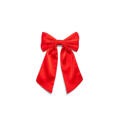 SATIN JUMBO BOW CLIP - RUBY