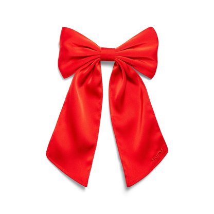 SATIN JUMBO BOW CLIP - RUBY