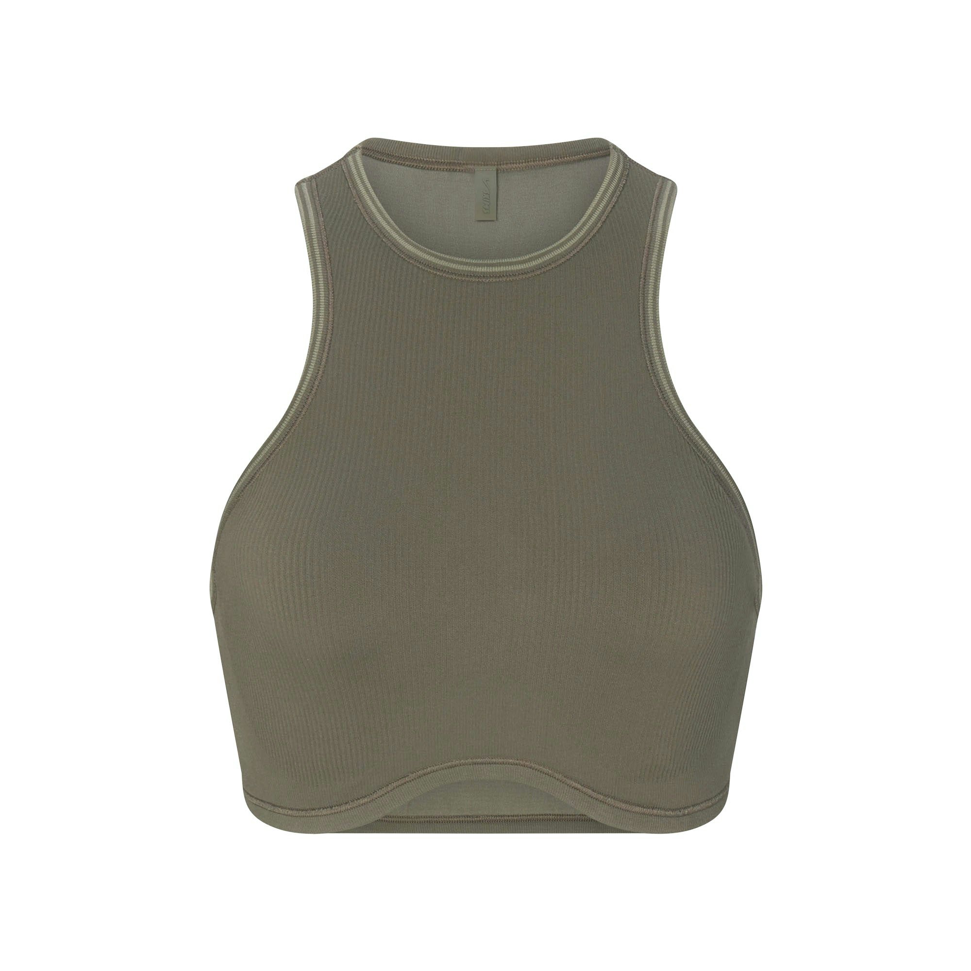 NikeSKIMS RIBBED SEAMLESS RACER FRONT BRA - DUSTY OAKMOSS - image 29