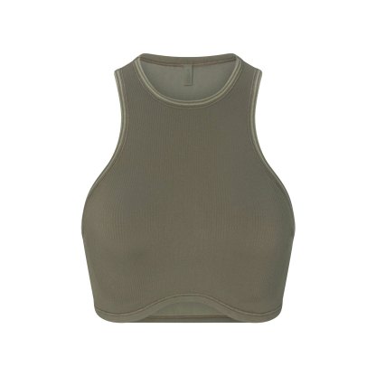 NikeSKIMS RIBBED SEAMLESS RACER FRONT BRA - DUSTY OAKMOSS - image 29