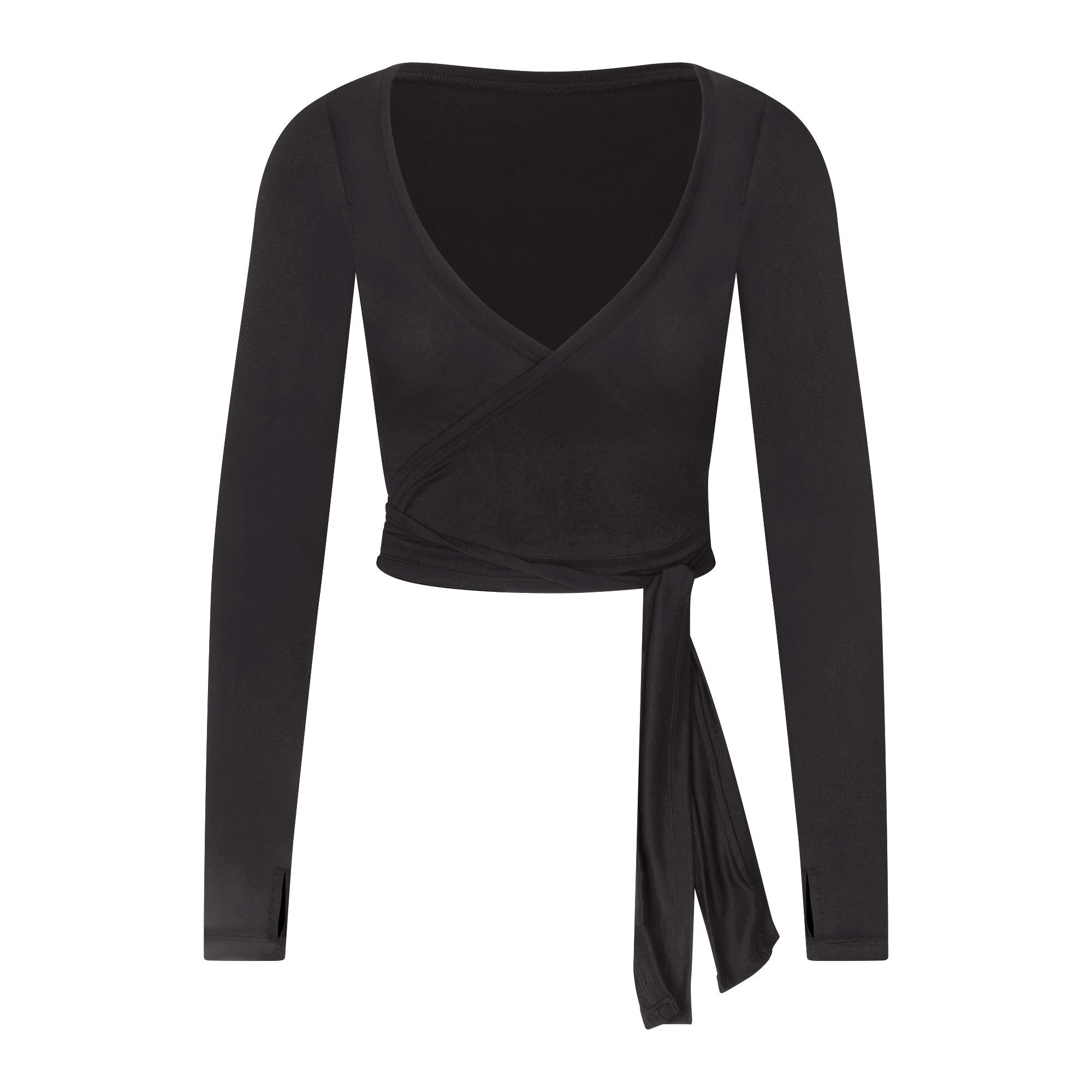 NikeSKIMS STRETCH KNIT WRAP LONG SLEEVE CROPPED TOP - OBSIDIAN - image 9