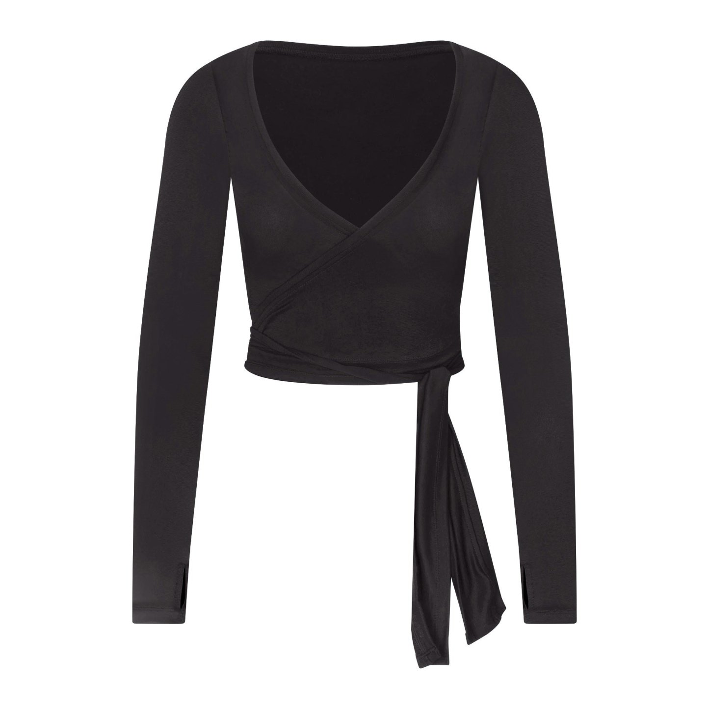 NikeSKIMS STRETCH KNIT WRAP LONG SLEEVE CROPPED TOP - OBSIDIAN - image 9