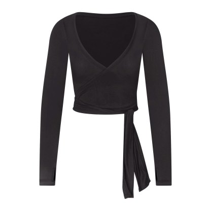 NikeSKIMS STRETCH KNIT WRAP LONG SLEEVE CROPPED TOP - OBSIDIAN - image 9