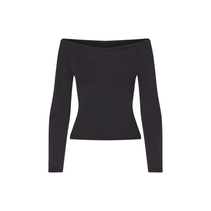 NikeSKIMS STRETCH KNIT LONG SLEEVE BOATNECK TOP - OBSIDIAN - image 8