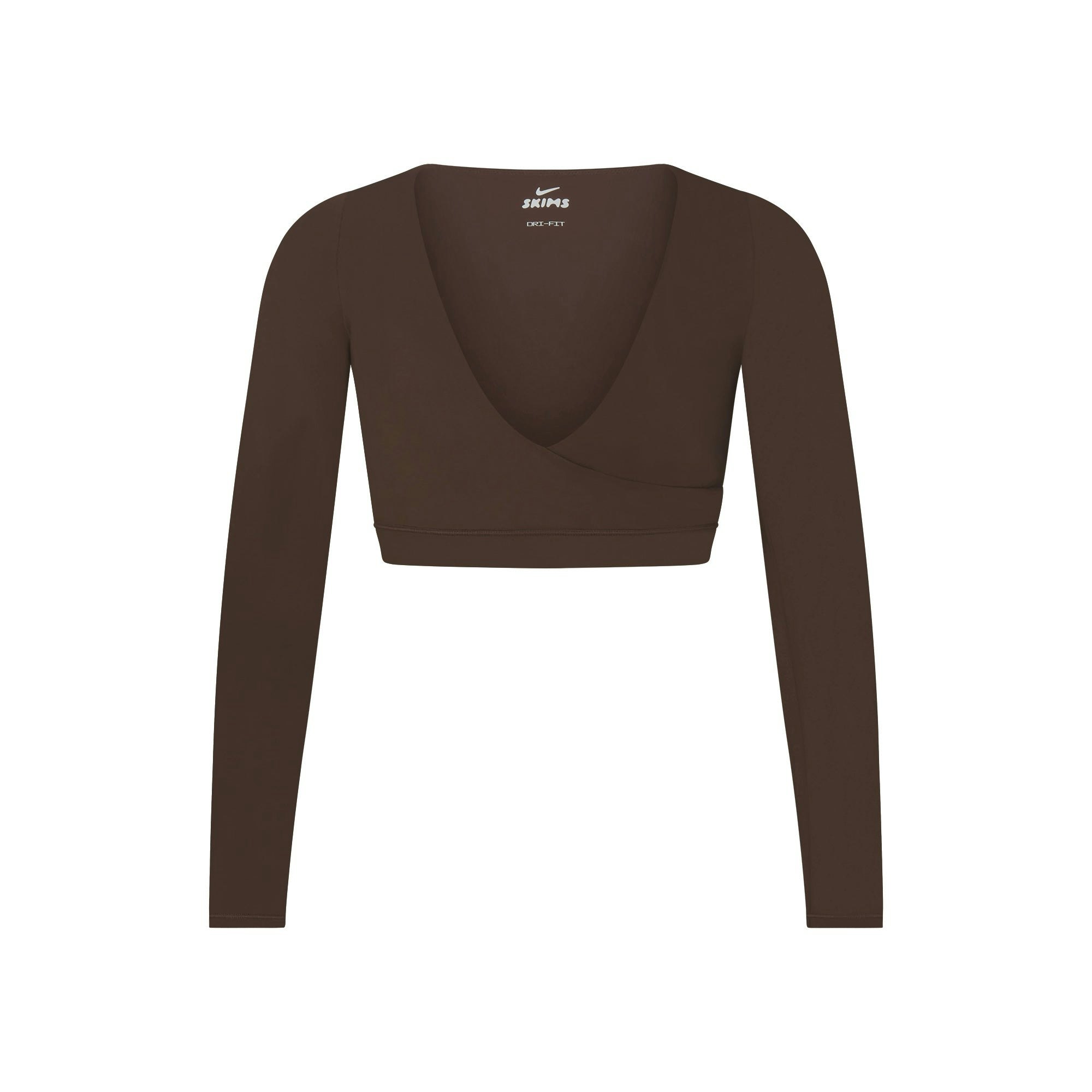 NikeSKIMS MATTE WRAP LONG SLEEVE CROPPED TOP - DARK SEPIA - image 14