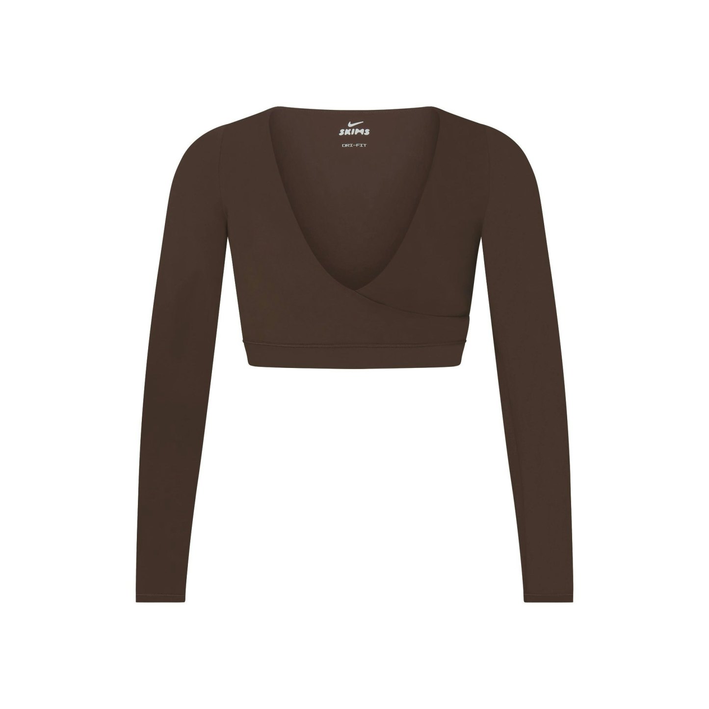 NikeSKIMS MATTE WRAP LONG SLEEVE CROPPED TOP - DARK SEPIA - image 14