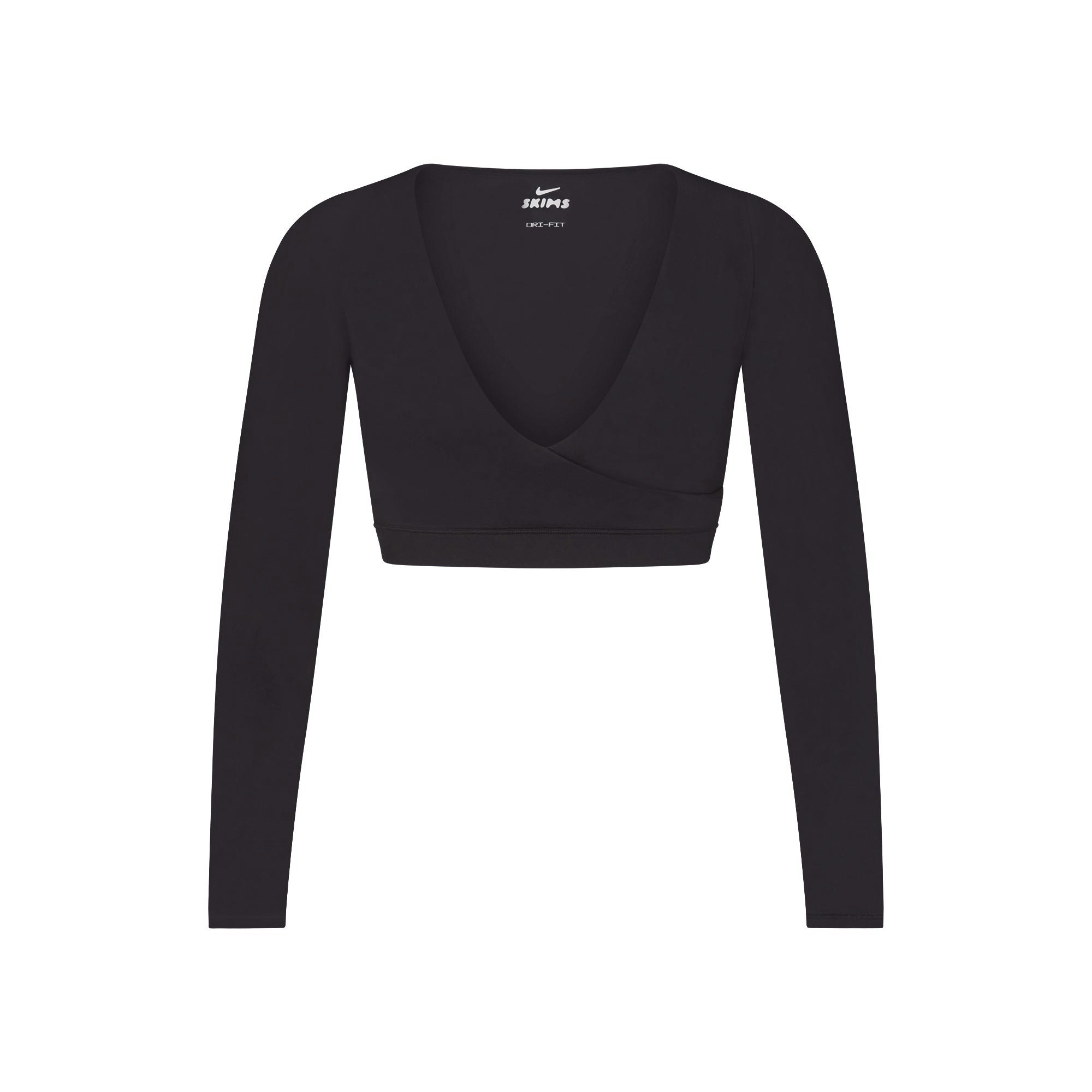 NikeSKIMS MATTE WRAP LONG SLEEVE CROPPED TOP - OBSIDIAN - image 7