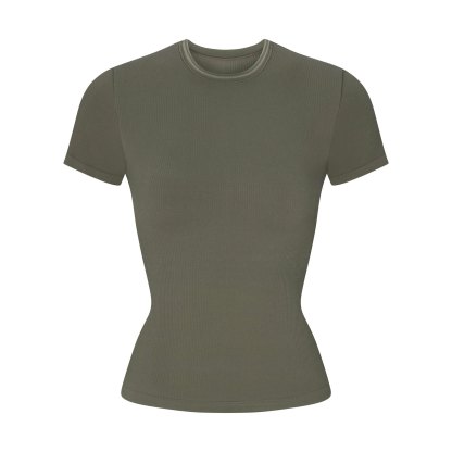 NikeSKIMS RIBBED SEAMLESS BABY TEE - DUSTY OAKMOSS - image 34