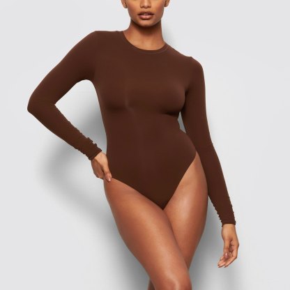 FITS EVERYBODY LONG SLEEVE CREW NECK BODYSUIT - COCOA - image 23