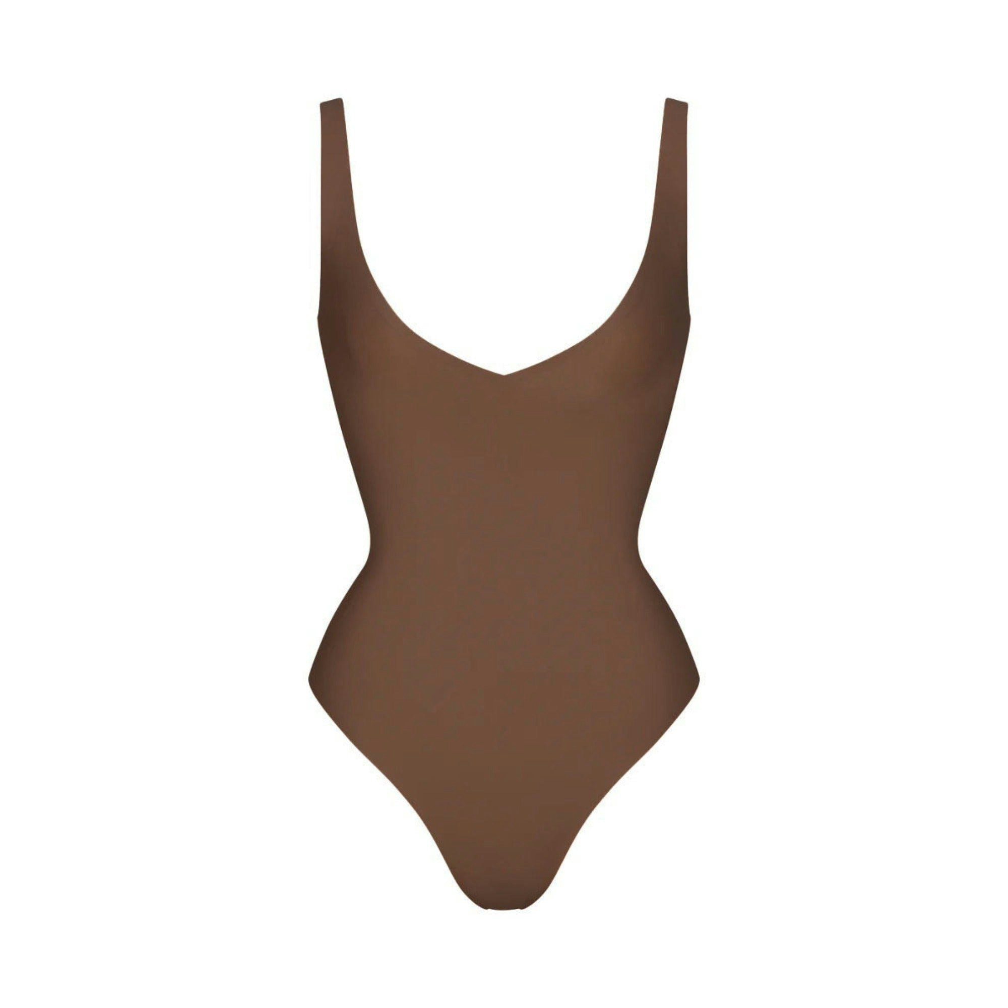 SKIMS BODY UNLINED PLUNGE THONG BODYSUIT - JASPER