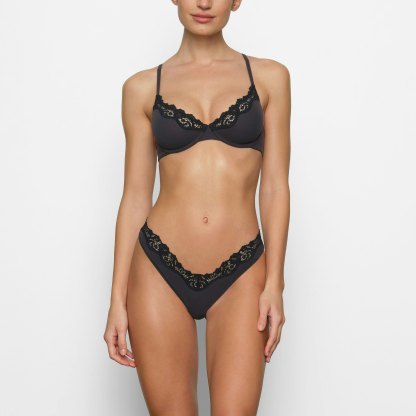 FITS EVERYBODY LACE UNLINED SCOOP BRA - ONYX