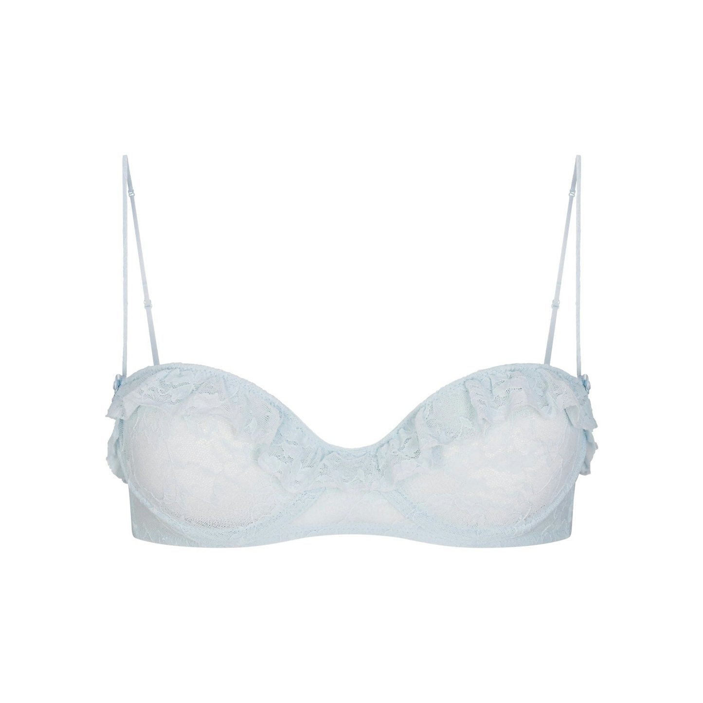 STRETCH LACE RUFFLE UNLINED BRA - POWDER BLUE - image 6