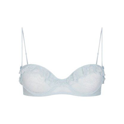 STRETCH LACE RUFFLE UNLINED BRA - POWDER BLUE - image 6