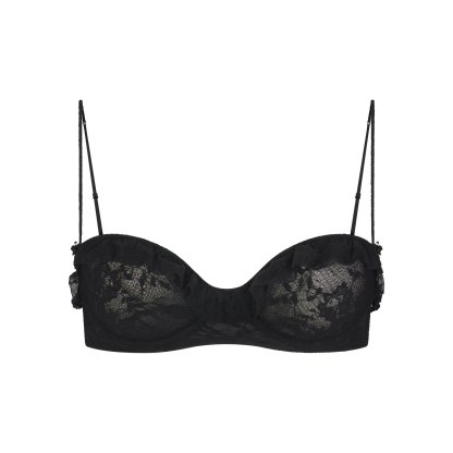 STRETCH LACE RUFFLE UNLINED BRA - SOOT - image 14
