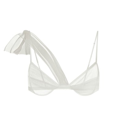 ULTRA FINE MESH DRAPED BRA - IVORY - image 5