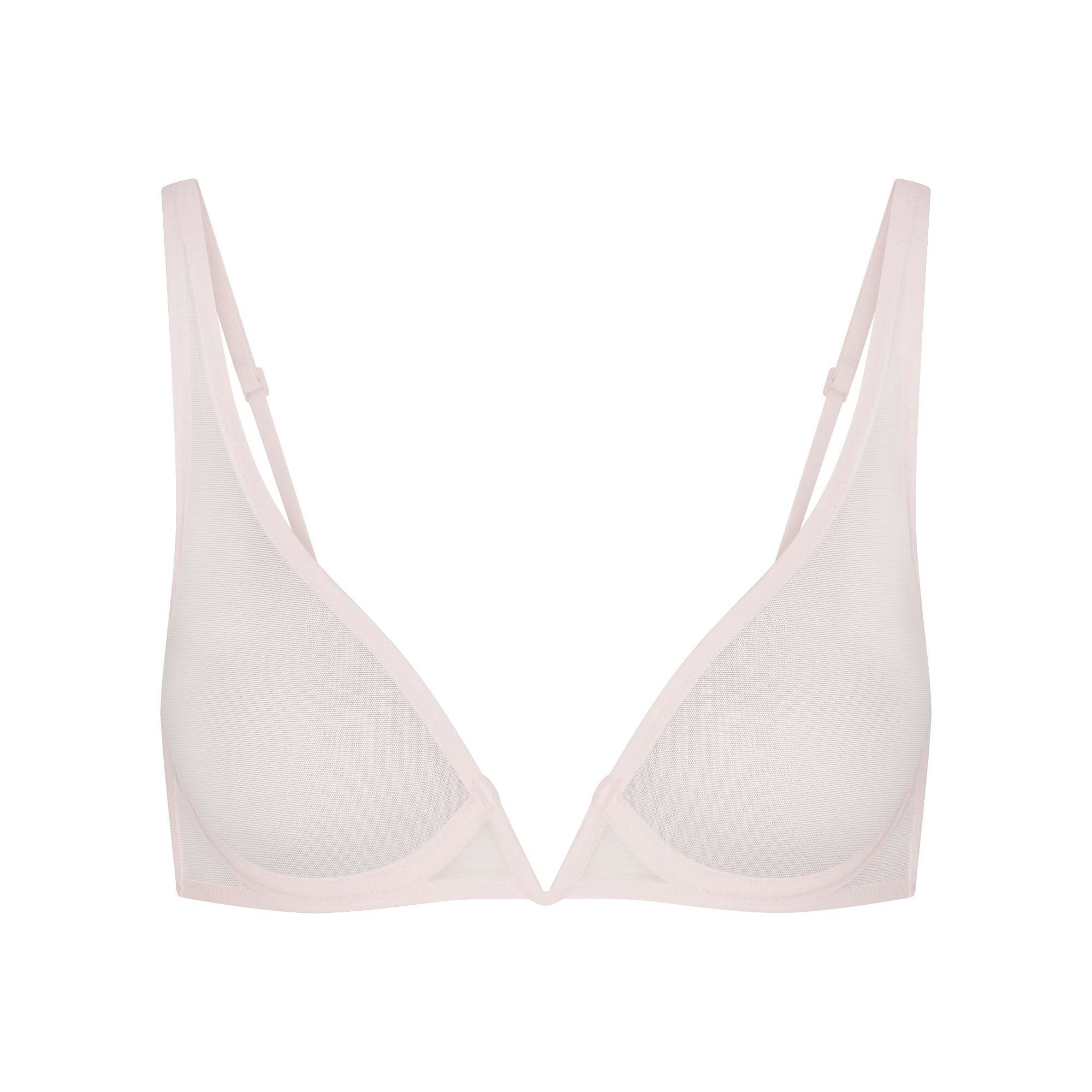 ULTRA FINE MESH DEEP PLUNGE BRA - BARELY PINK - image 8