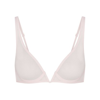 ULTRA FINE MESH DEEP PLUNGE BRA - BARELY PINK - image 8