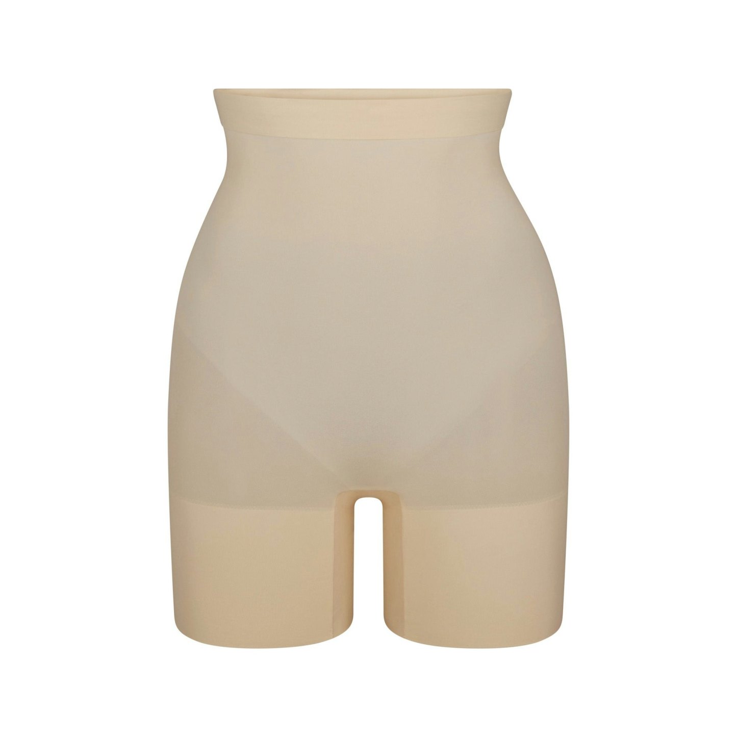SHEER SEAMLESS HIGH-WAISTED MID THIGH SHORT - SAND