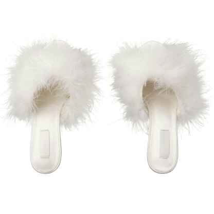FEATHER KITTEN HEEL - IVORY