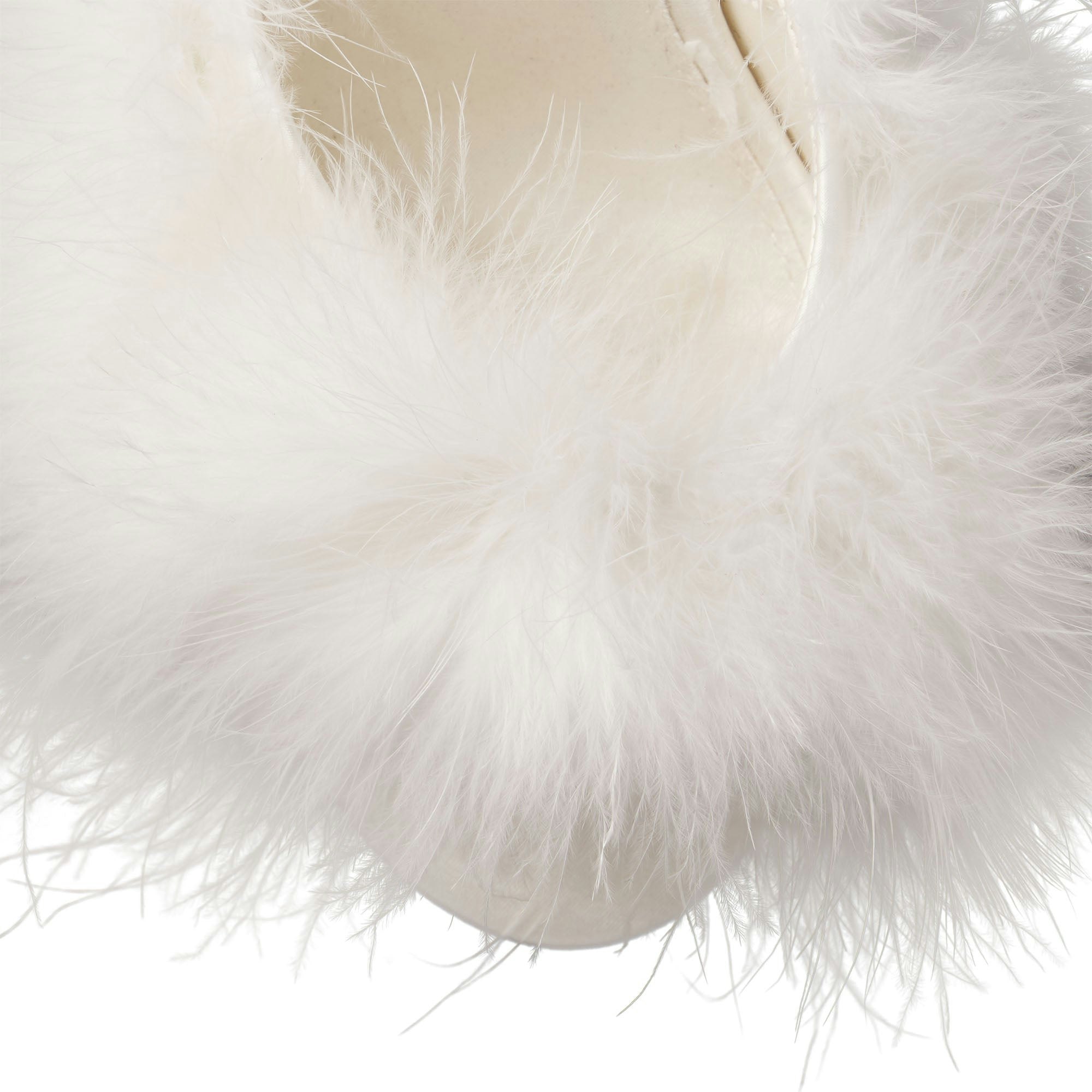 FEATHER KITTEN HEEL - IVORY