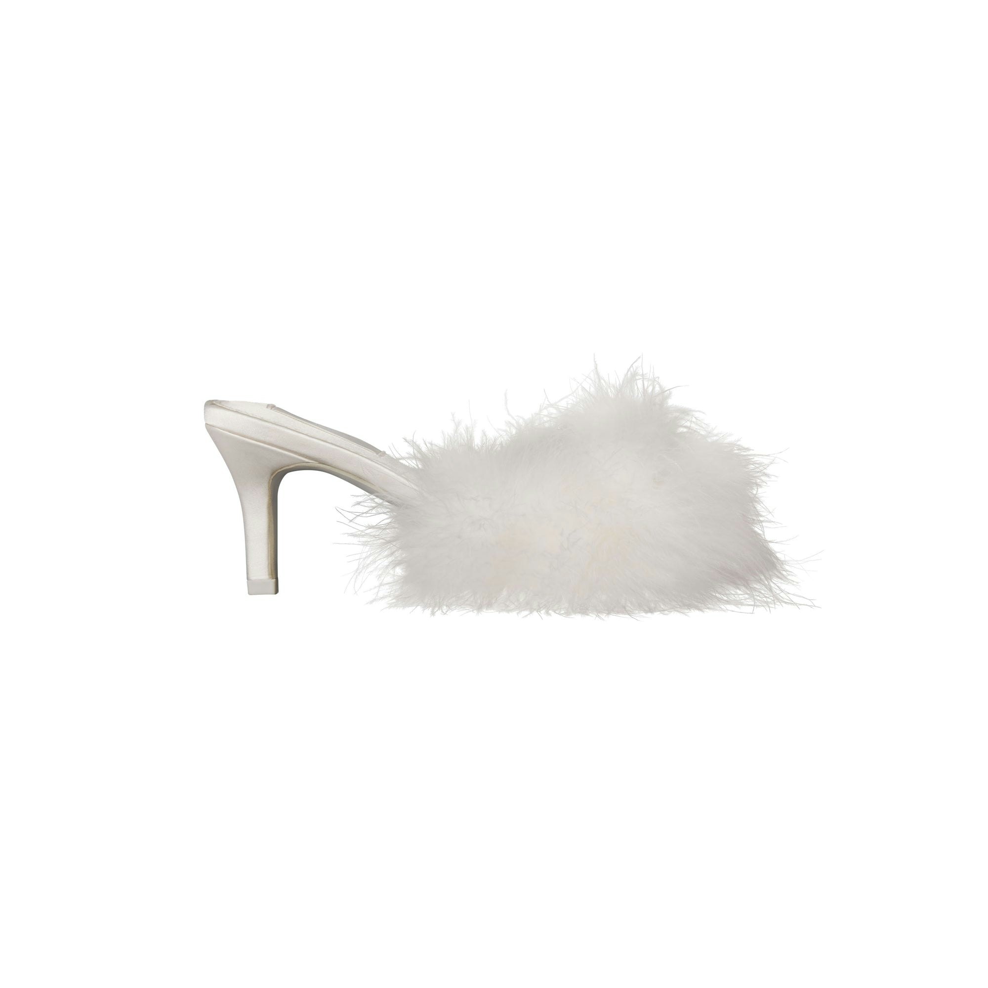 FEATHER KITTEN HEEL - IVORY