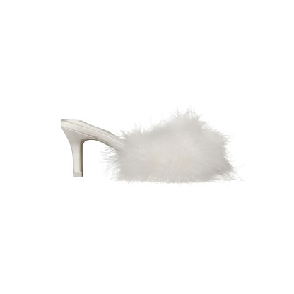 FEATHER KITTEN HEEL - IVORY