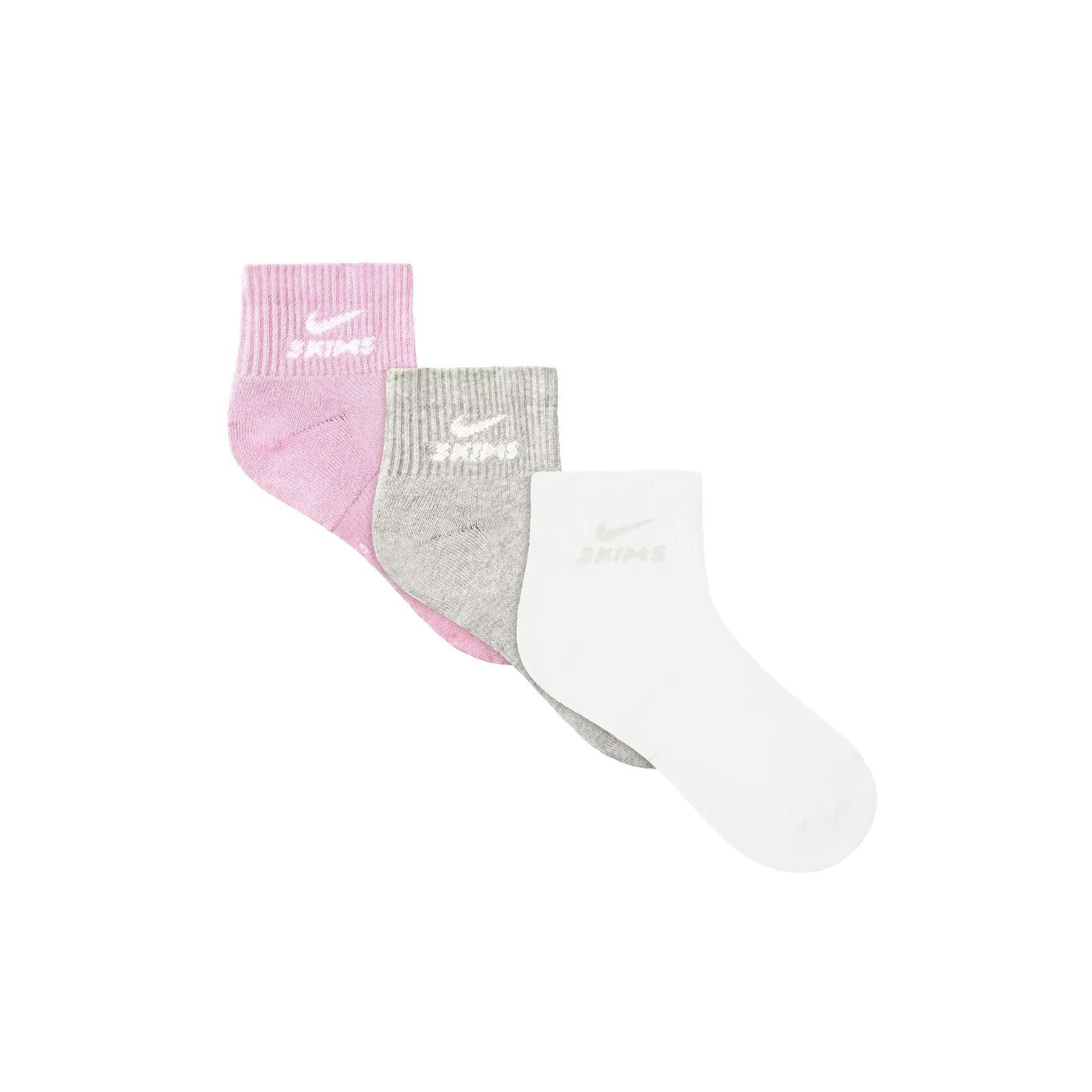 NikeSKIMS ACCESSORIES DRI-FIT™ QUARTER CREW SOCK 3-PACK - BUBBLE GUM MULTI