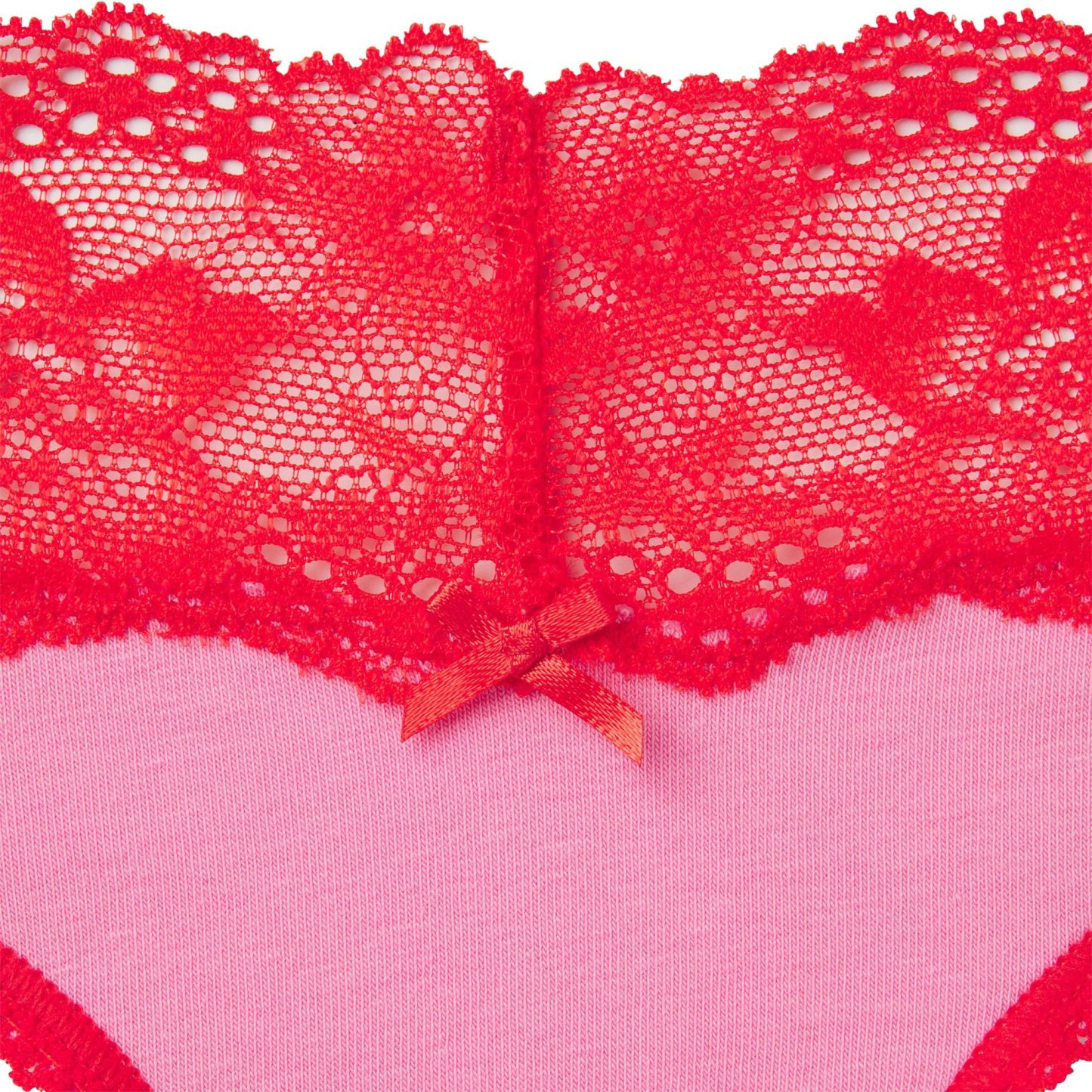 LIGHTWEIGHT COTTON WIDE LACE BRIEF - CARNATION CONTRAST