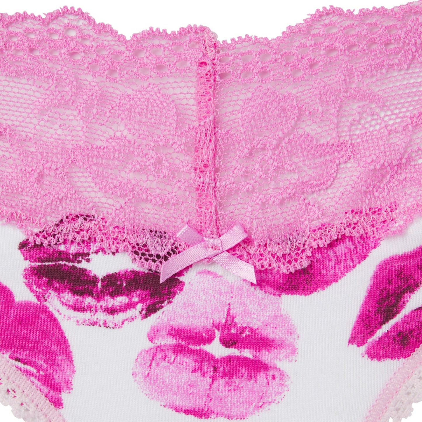 LIGHTWEIGHT COTTON WIDE LACE BRIEF - PINK ALLOVER LIPSTICK