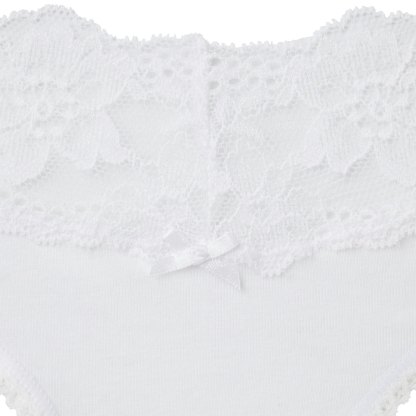 LIGHTWEIGHT COTTON WIDE LACE BRIEF - SNOW