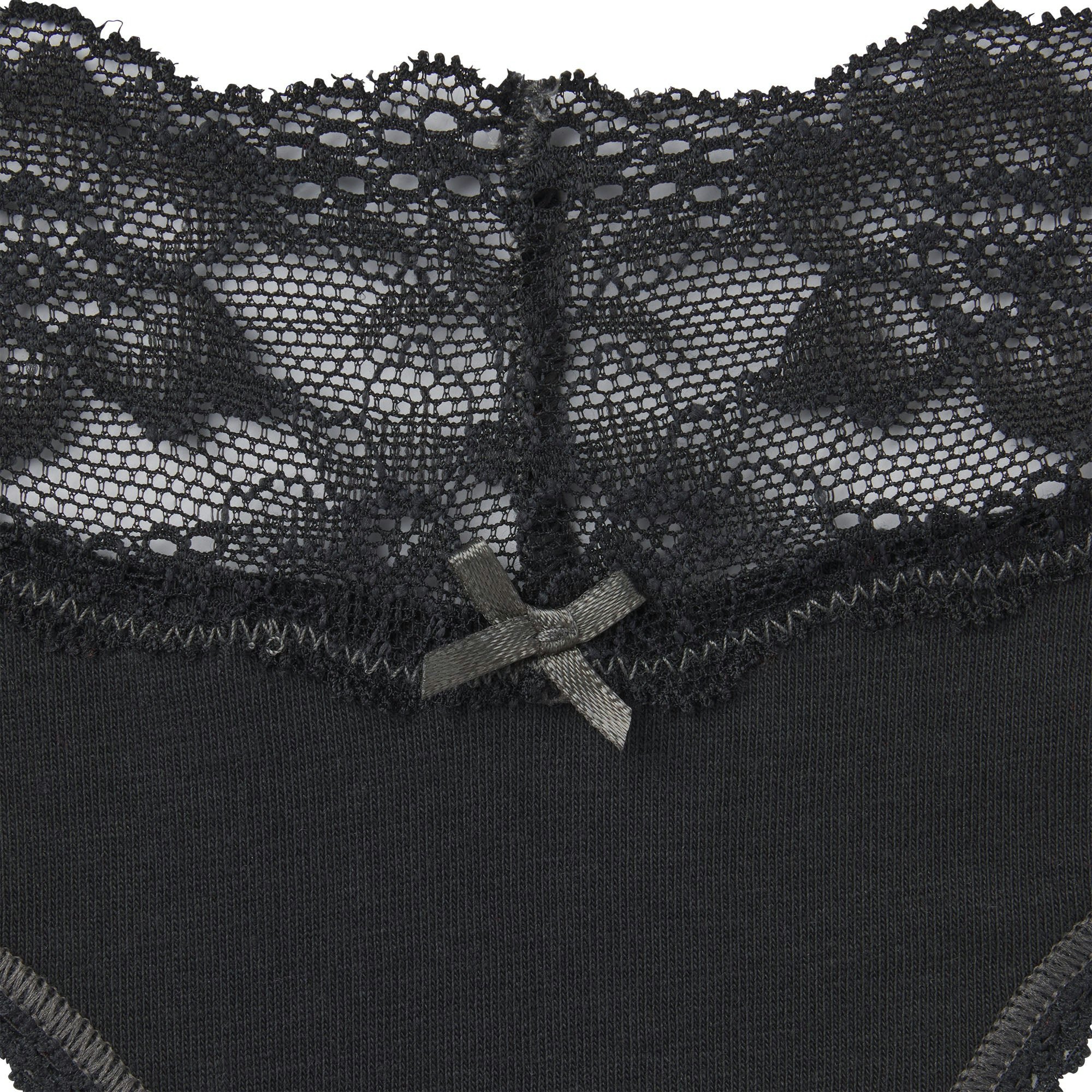 LIGHTWEIGHT COTTON WIDE LACE BRIEF - SOOT TONAL