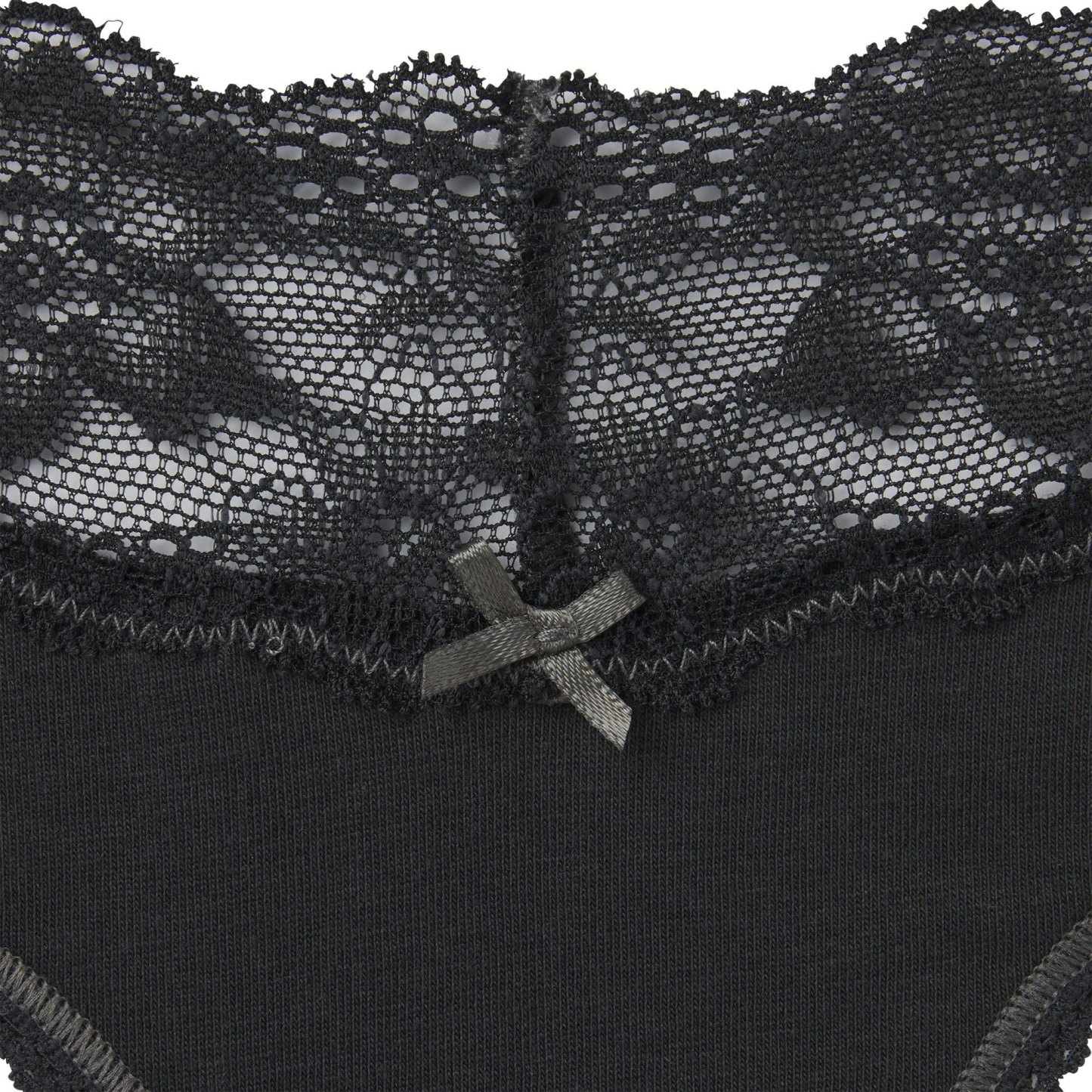 LIGHTWEIGHT COTTON WIDE LACE BRIEF - SOOT TONAL