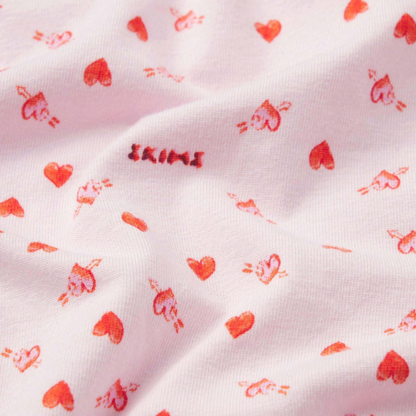 LIGHTWEIGHT COTTON LOGO PICOT STRING BIKINI - BABY PINK ARROWED HEARTS