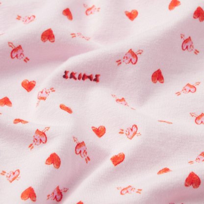 LIGHTWEIGHT COTTON LOGO PICOT STRING BIKINI - BABY PINK ARROWED HEARTS