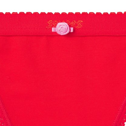 LIGHTWEIGHT COTTON LOGO PICOT STRING BIKINI - RUBY TONAL
