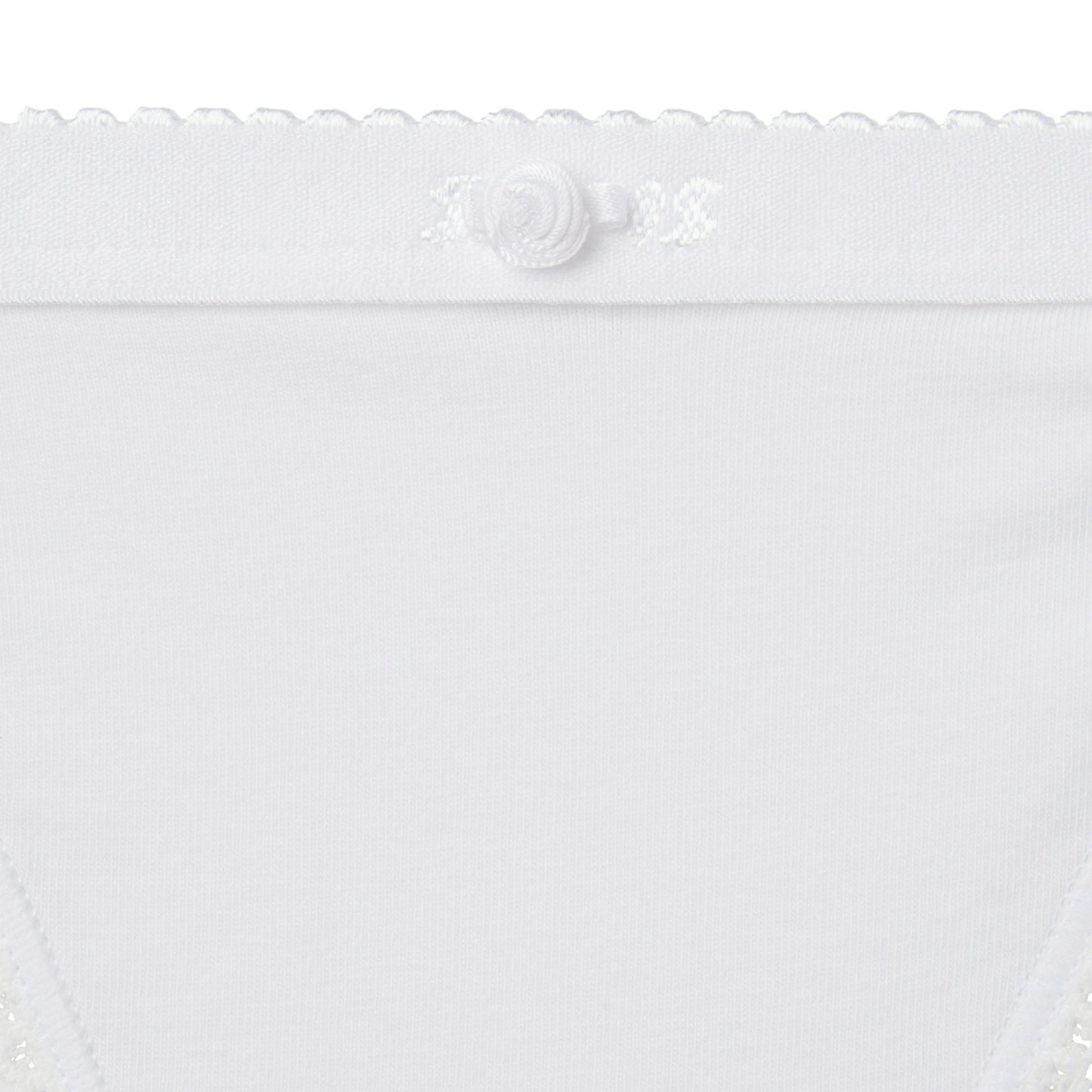 LIGHTWEIGHT COTTON LOGO PICOT STRING BIKINI - SNOW