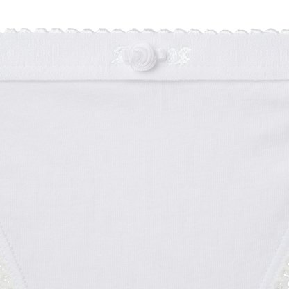 LIGHTWEIGHT COTTON LOGO PICOT STRING BIKINI - SNOW
