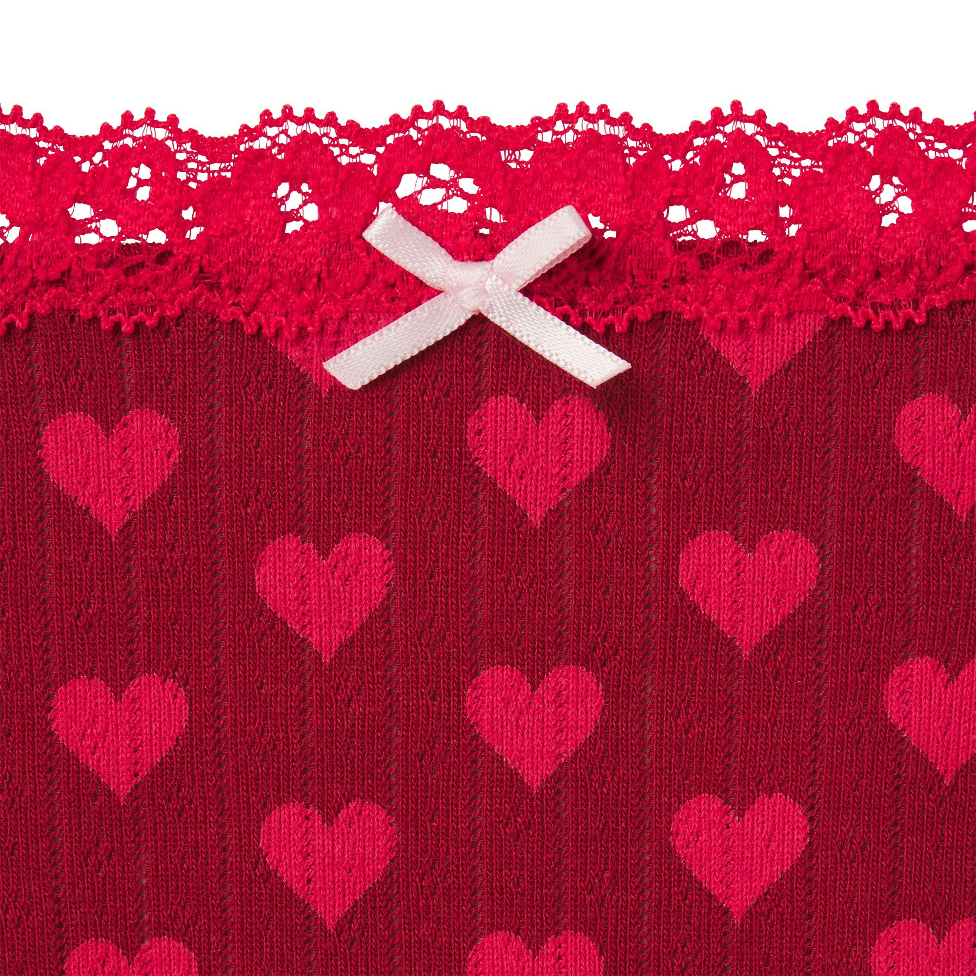 LIGHTWEIGHT COTTON POINTELLE LACE STRING THONG - BRICK HEART HALFDROP