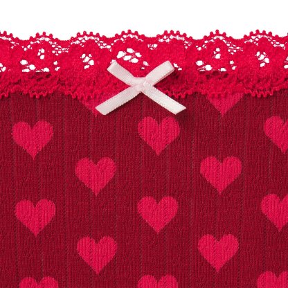 LIGHTWEIGHT COTTON POINTELLE LACE STRING THONG - BRICK HEART HALFDROP