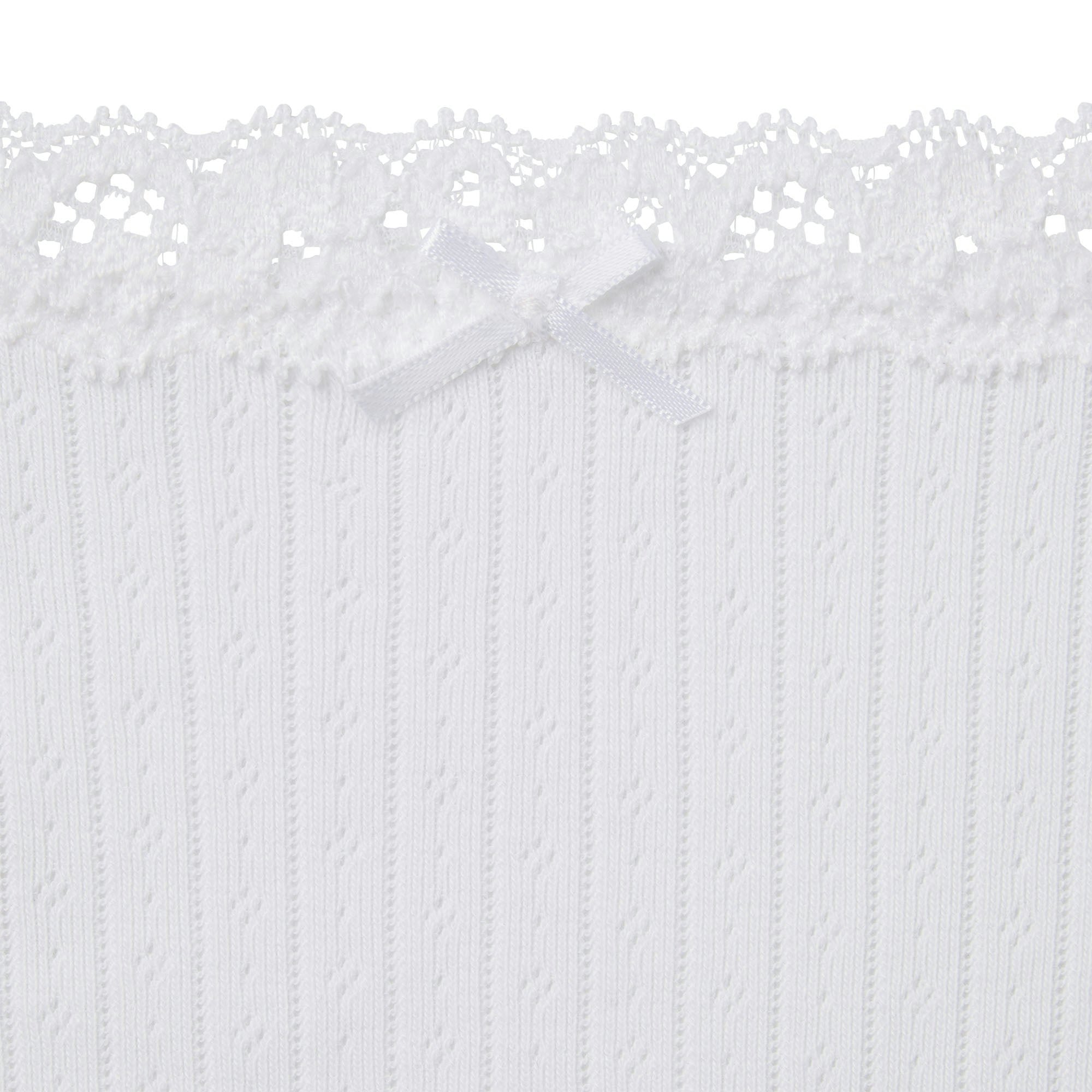LIGHTWEIGHT COTTON POINTELLE LACE STRING THONG - SNOW