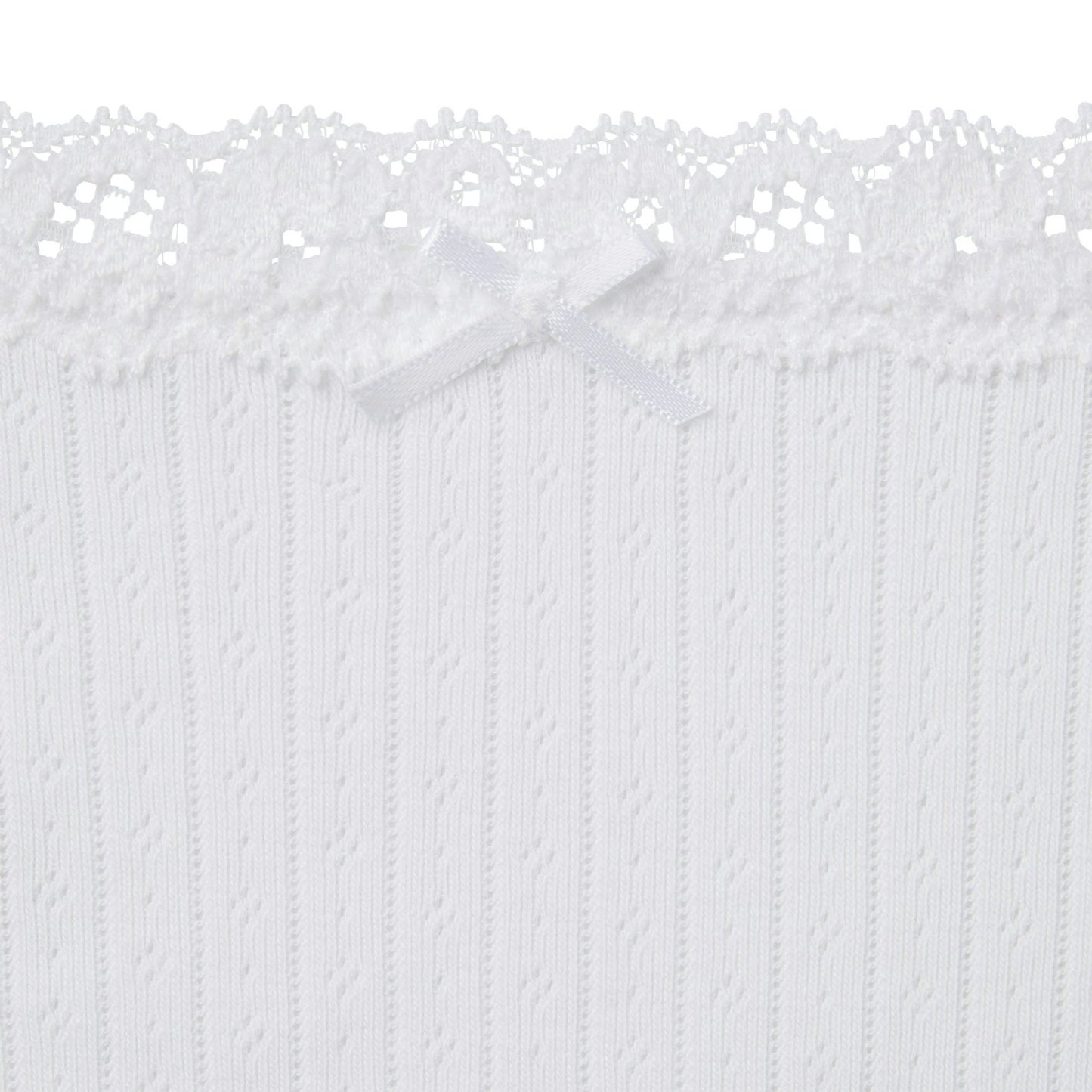 LIGHTWEIGHT COTTON POINTELLE LACE STRING THONG - SNOW