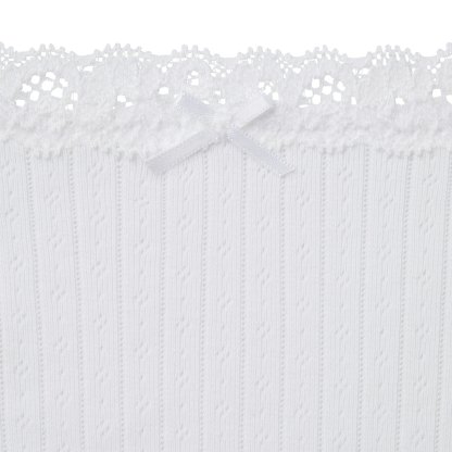 LIGHTWEIGHT COTTON POINTELLE LACE STRING THONG - SNOW