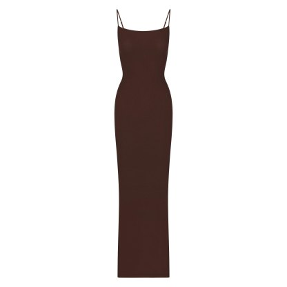 SOFT LOUNGE LONG SLIP DRESS - COCOA - image 20