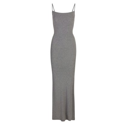 SOFT LOUNGE LONG SLIP DRESS - HEATHER GREY - image 14