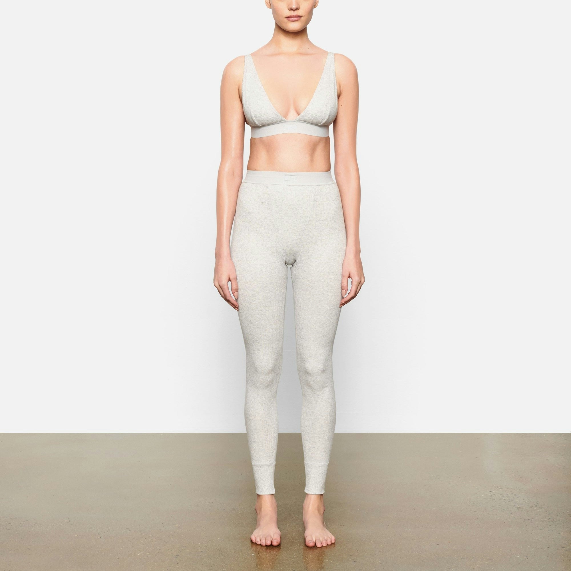 COTTON RIB LEGGING - LIGHT HEATHER GREY