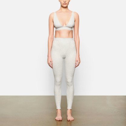 COTTON RIB LEGGING - LIGHT HEATHER GREY